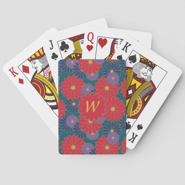 Baraja De Cartas Splashy Fall Floral Classic Jugadoras (Reverso)