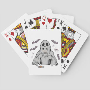 Baraja De Cartas Spooky Ghost Drinking Coffee Caffeine Halloween