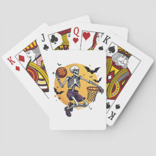 Baraja De Cartas Spooky Skeleton Dunking Basketball Graveyard Hallo