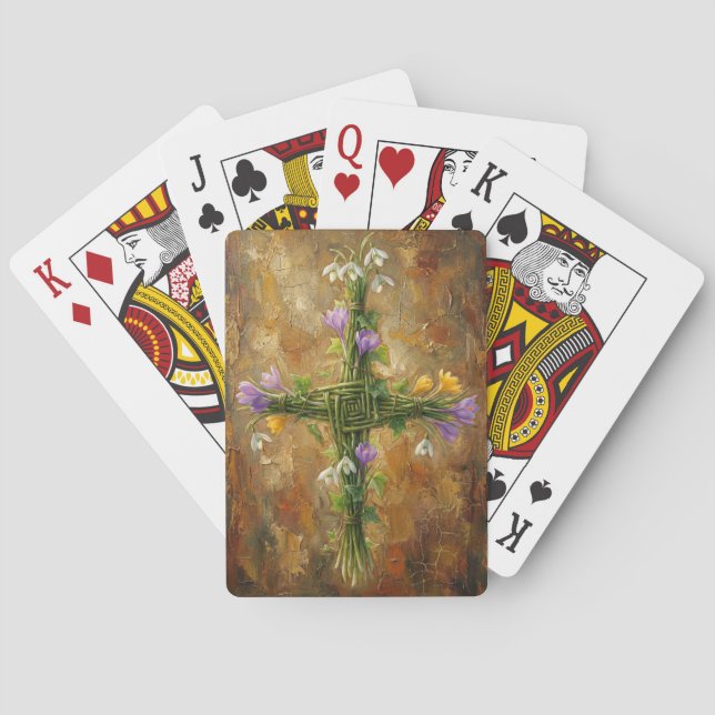 Baraja De Cartas St Brigid Cross Green Rushes Crocus Imbolc Art (Reverso)