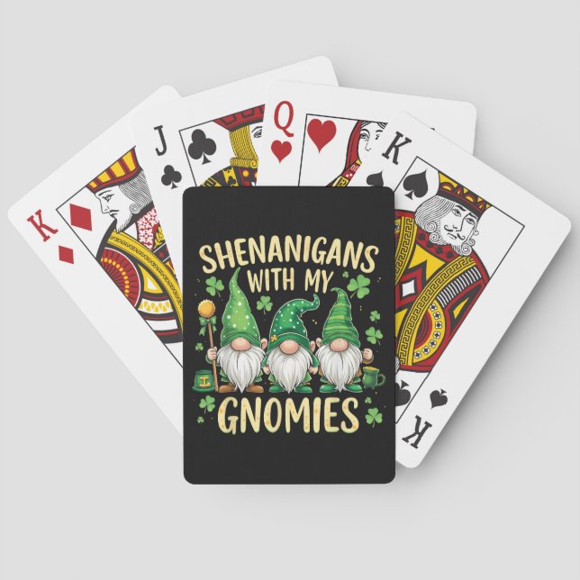 Baraja De Cartas St Patrick’s Day Lucky Shamrock Gnome  (Reverso)