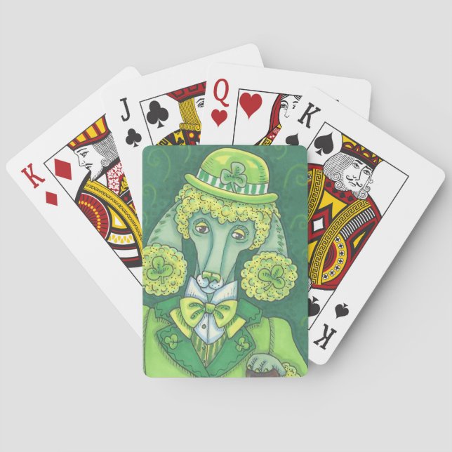 Baraja De Cartas ST. PATRICK'S DAY IRISH POODLE JUGANDO TARJETAS Po (Reverso)