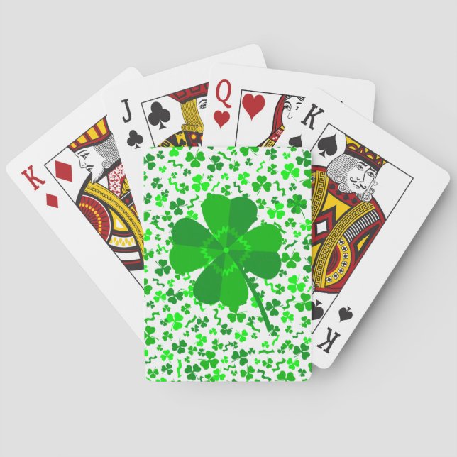 Baraja De Cartas St Patrick's Day Lucky Shamrocks Confetti Pattern (Reverso)