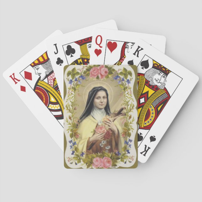 Baraja De Cartas St. Teresa el pequeño crucifijo de los rosas de la (Reverso)