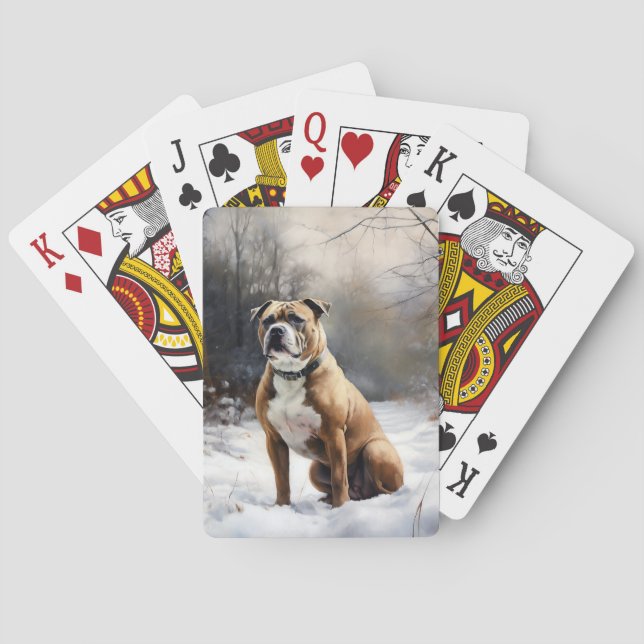 Baraja De Cartas Staffordshire Bull Terrier Deja Que Nieva Navidade (Reverso)