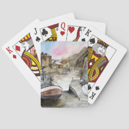 Baraja De Cartas Staithes, North Yorkshire, Inglaterra Acuarela