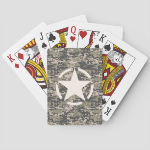 Baraja De Cartas Star Stencil Vintage Tag Digital Khaki Style