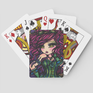 Baraja De Cartas Steampunk Feather Goggle Girl Art Playing Cards