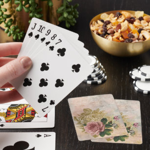 Baraja De Cartas Steampunk Glam Floral Rústica Rosa y Oro Rosa