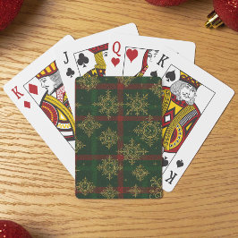 Baraja De Cartas Steampunk Snowflake Tartán rojo y verde