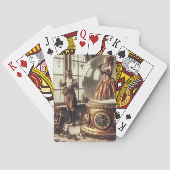 Baraja De Cartas Steampunk Victorian Music Snow Globe (Reverso)