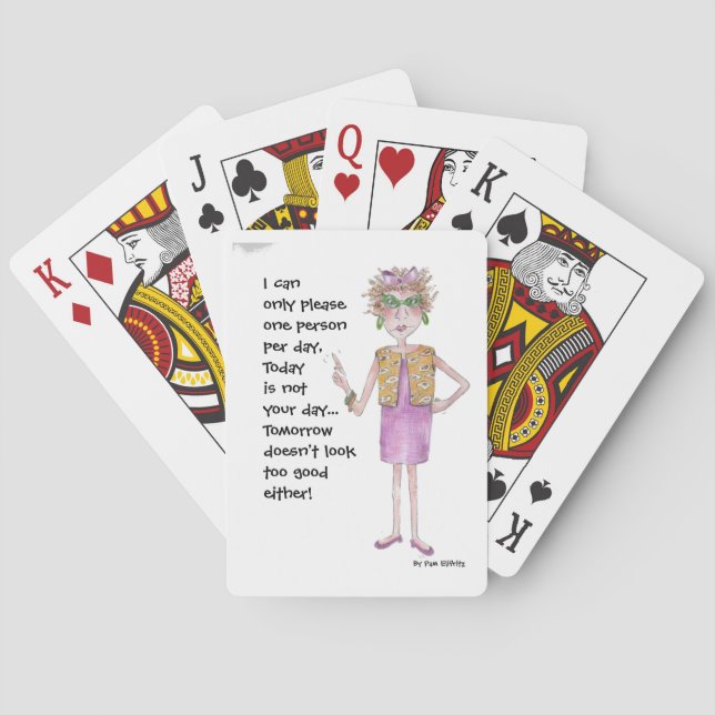 Baraja De Cartas Stern advierte a otros que es difícil de complacer (Reverso)