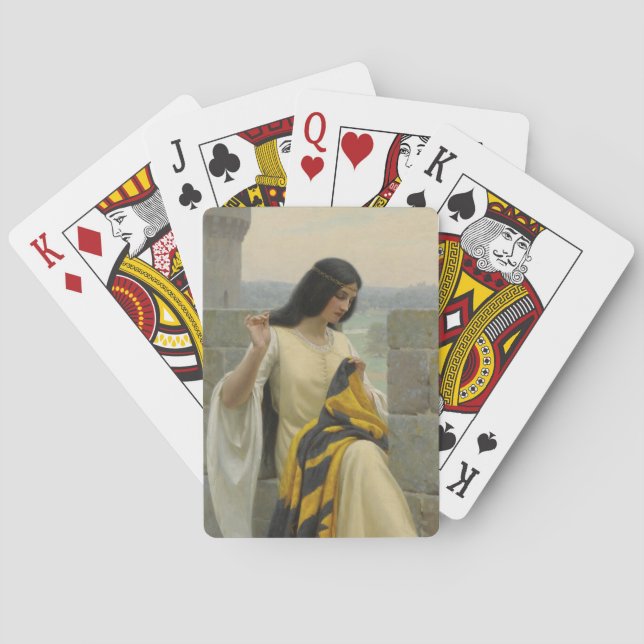 Baraja De Cartas Stitching the Standard Flag (Mujer medieval) (Reverso)