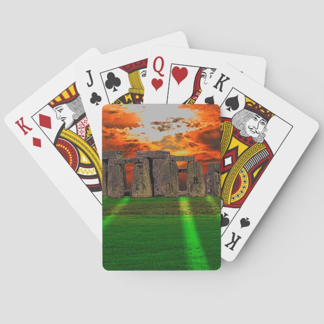 Baraja De Cartas Stonehenge de pie en el atardecer (Reverso)