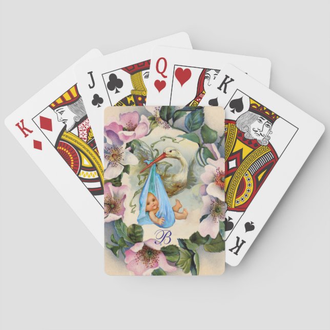 BARAJA DE CARTAS STORBOY BABY SHOWER, MONOGRAMA DE ROSAS PINK WILD (Reverso)