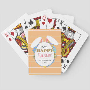 Baraja De Cartas Strip Floral Simple Elegante Familia Conejo De Pas