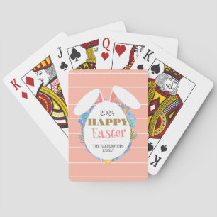 Baraja De Cartas Strip Floral Simple Elegante Familia Conejo De Pas