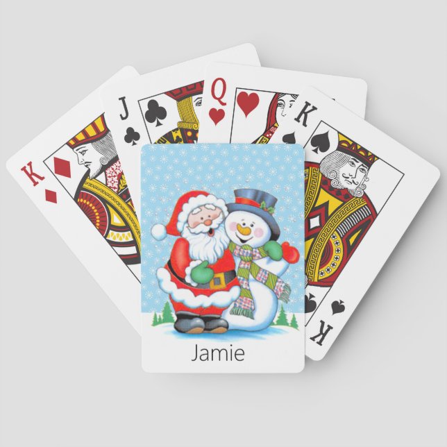 Baraja De Cartas Stuffer Stocking Name Santa Claus Snowman (Reverso)