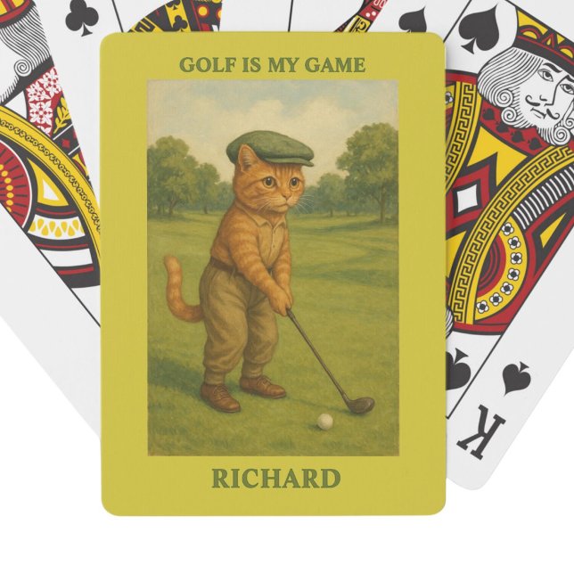 Baraja De Cartas Stylish Cat Playing Golf Personalized Poker Cards (Subido por el creador)