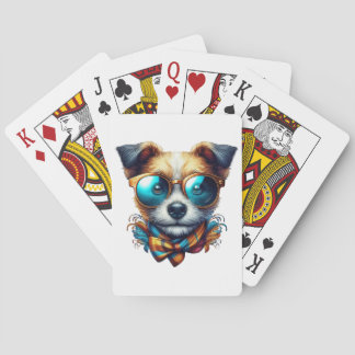 Baraja De Cartas Stylish Dog With Glasses Colorful Modern Pet Art