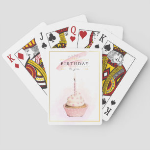 Baraja De Cartas Stylish Pencil Art Pink Birthday Cupcake