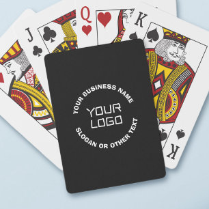 Baraja De Cartas Su logotipo o imagen y texto editable Negro y bl