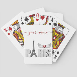 Baraja De Cartas Su nombre en París Torre Eiffel Alas del Ángel del