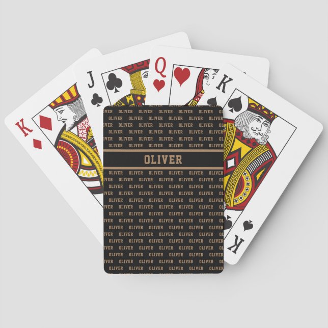 Baraja De Cartas Su nombre es patrón moderno en negro (Reverso)