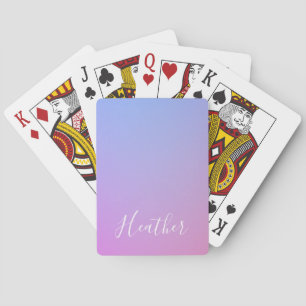 Baraja De Cartas Su nombre o palabra   Gradiente rosa morado y azul