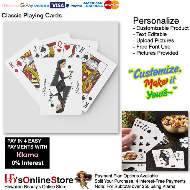 Baraja De Cartas Su nombre Princess Personalizable Jugando Tarjetas (Your Name Princess Customizable Playing Cards.)