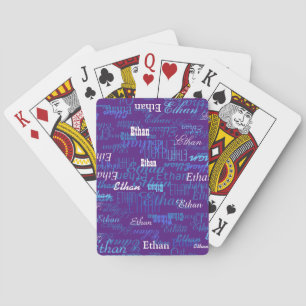 Baraja De Cartas Su nombre repetido en todo el color real-púrpura