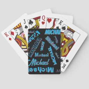 Baraja De Cartas Su patrón de nombre monograma color azul rojo negr