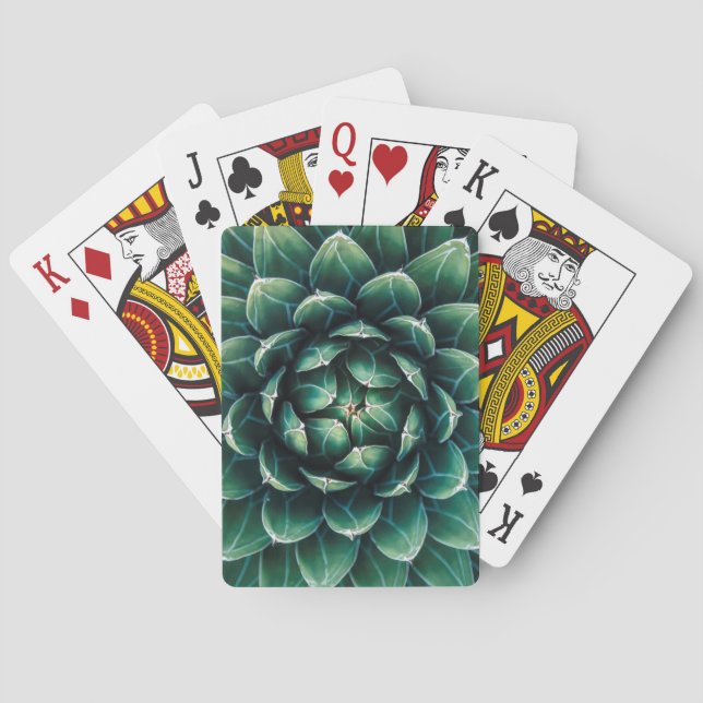 Baraja De Cartas Succulent verde y blanco (Reverso)