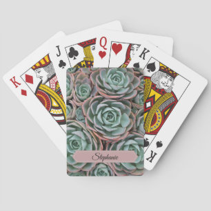 Baraja De Cartas Suculentos rosa y verde