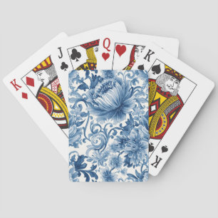 Baraja De Cartas Sueños Azules   Chinoiserie de Acuarela Floral