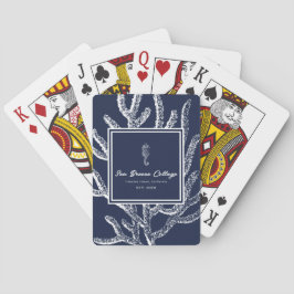 Baraja De Cartas Sueños de mar: caballito de mar azul y blanco y co