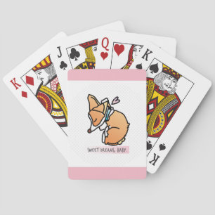 Baraja De Cartas sueños dulces, bebé del corgi. naipe del rosa en