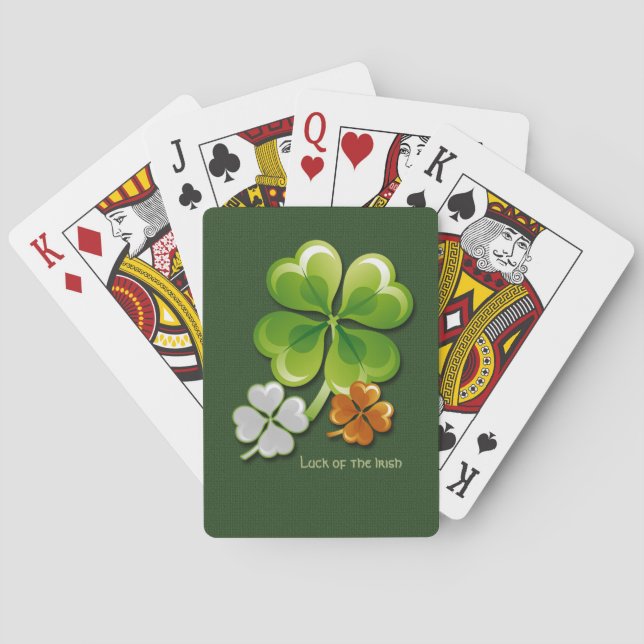 Baraja De Cartas Suerte de los irlandeses. Shamrock tricolor (Reverso)