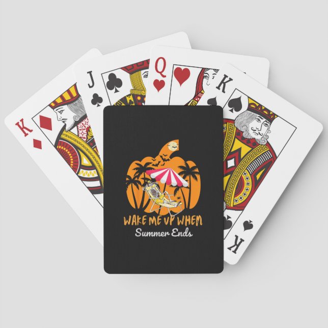 Baraja De Cartas Summerween Beach Pumpkin Skeleton Funny Halloween (Reverso)