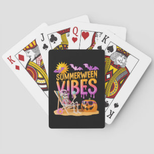 Baraja De Cartas Summerween Skeleton Halloween Vibes Funny