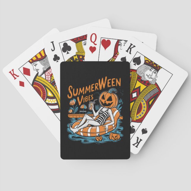 Baraja De Cartas Summerween Vibes Spookone Summer Pumpkin Cute (Reverso)