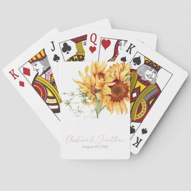 Baraja De Cartas Sunflower acuarela romántica (Reverso)