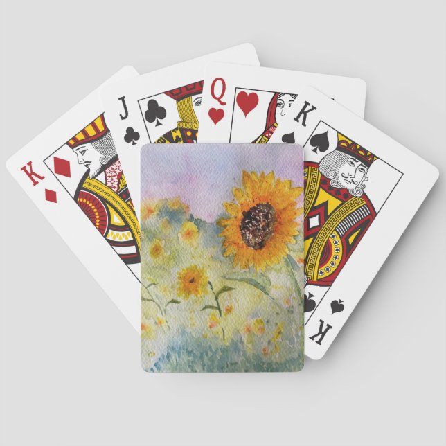 Baraja De Cartas Sunflower Watercolor (Reverso)
