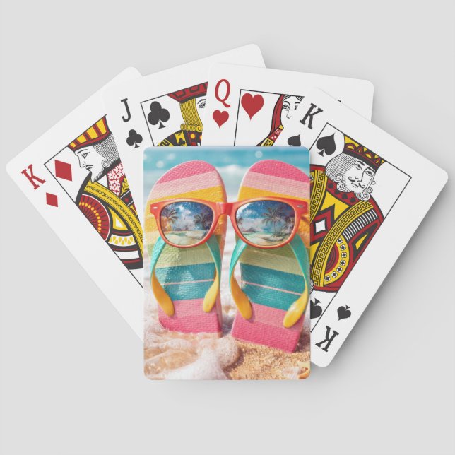 Baraja De Cartas Sunglasses On Flip-flops In Beach Sand (Reverso)