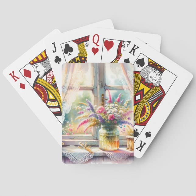 Baraja De Cartas Sunlit Cottage Window Wildflowers (Reverso)