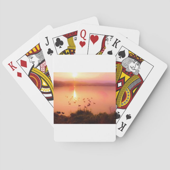 Baraja De Cartas Sunset de lago rosa y melocotón (Reverso)