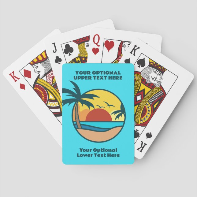 Baraja De Cartas Sunset de playa tropical (Reverso)