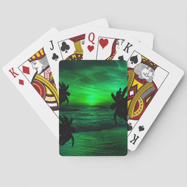 BARAJA DE CARTAS SUNSETS VERDES OCEAN ESCENIC (Reverso)