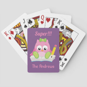 Baraja De Cartas Super de búho rosado