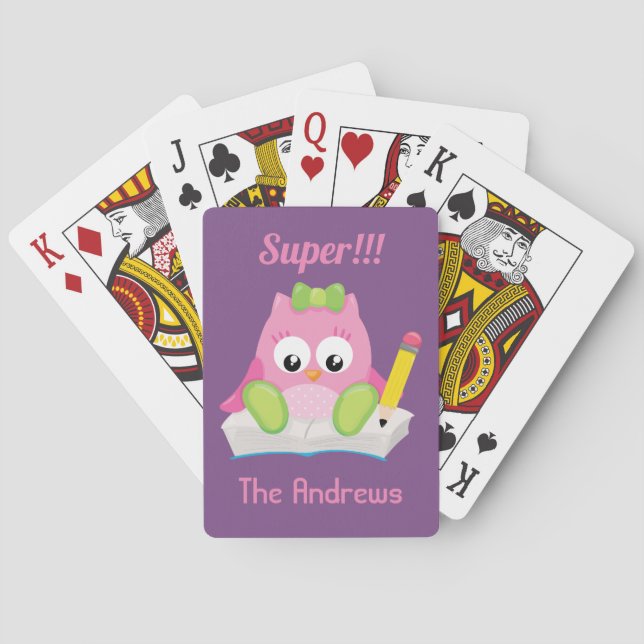 Baraja De Cartas Super de Lechuza Rosa (Reverso)